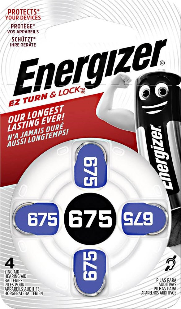 Energizer Hearing Aid Zinc Air 675 Battery 4 pack