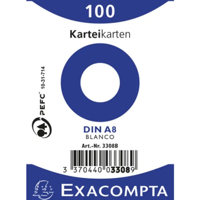 Exacompta Kartotekskort A8 Ulin 100stk