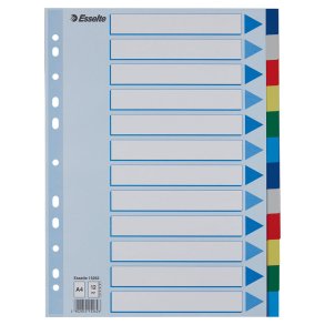 Faneblade PP A4 12-delt farvede faner