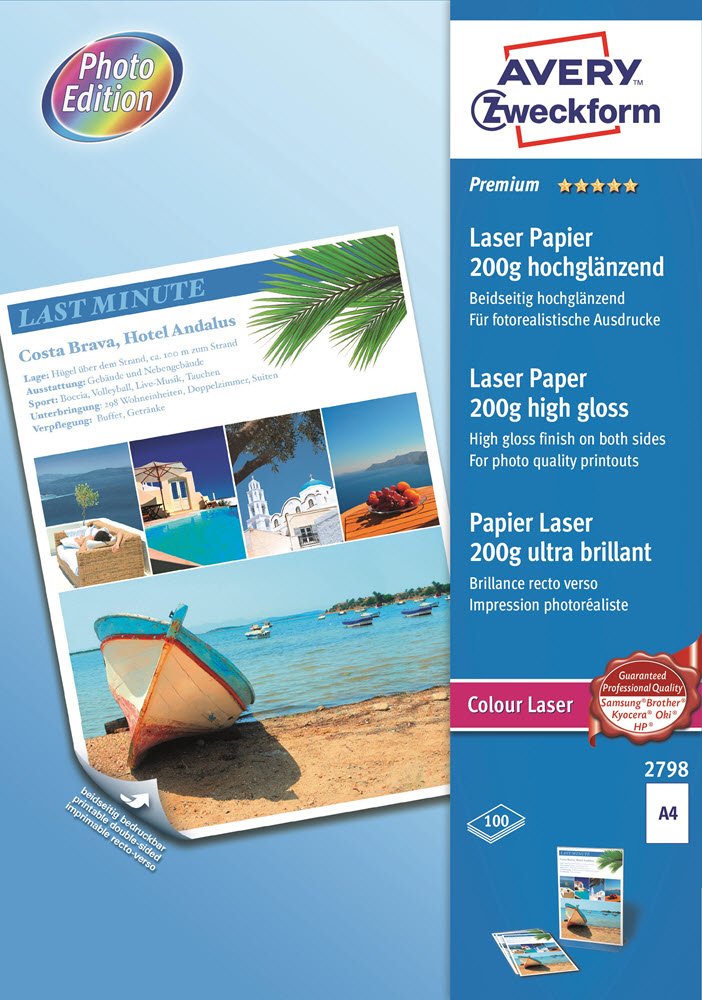 Fotopapir Premium Glossy 200g laser A4 100