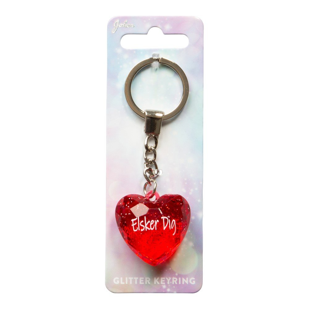 Glitter Heart Nglering jeg elsker dig rd