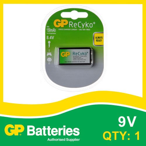 GP 9V genopladelige batterier