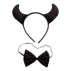 Hrbnd Med Djvlehorn Sort og Butterfly Voksen