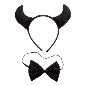 Hrbnd Med Djvlehorn Sort og Butterfly Voksen