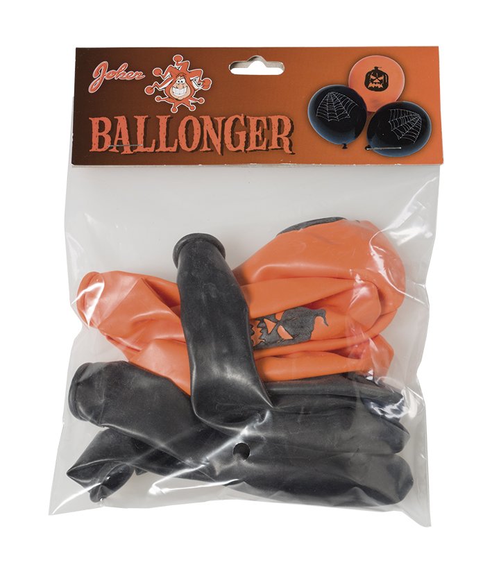 Halloween Balloner Sort &amp; Orange 6stk