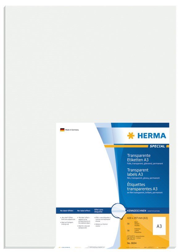 Herma A3 etiketter 420x297 transp klar (50)