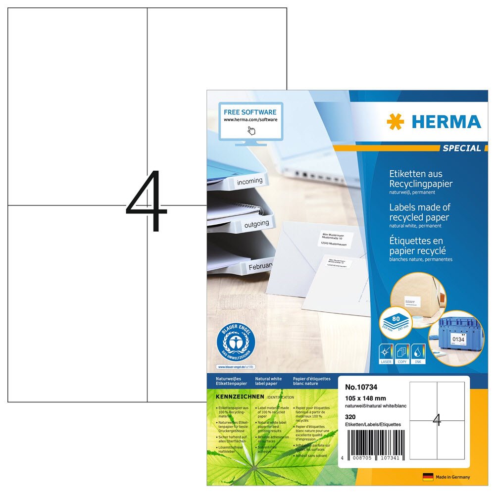 Herma etiket recycled 105x148 hvid (320)