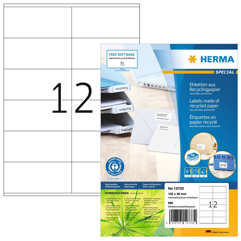 Herma etiket recycled 105x48 hvid (960)