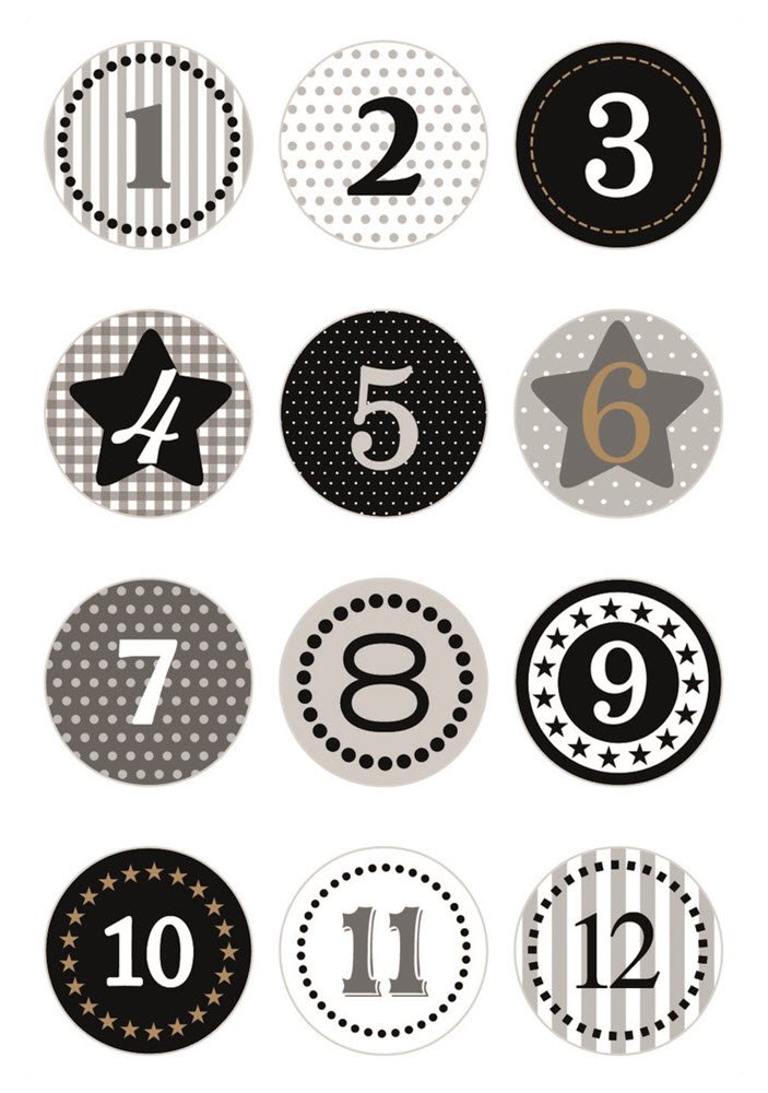 Herma stickers Decor jule kalendergaver sort 1-24