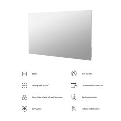 Hombli Smart IR Glass Heatpanel 600W, Mirror