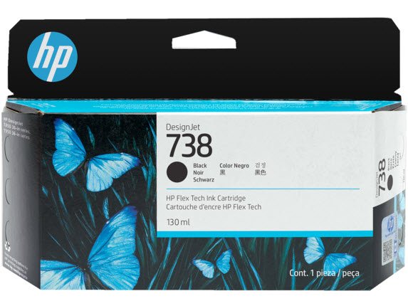 HP 738 130-ml Black DesignJet Ink Cartridge