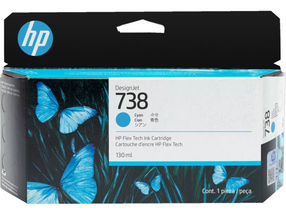 HP 738 130-ml Cyan DesignJet Ink Cartridge