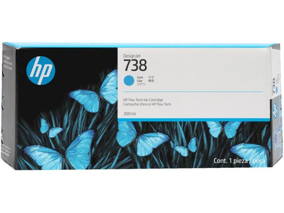 HP 738 300-ml Cyan DesignJet Ink Cartridge