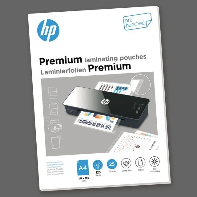 HP Lamineringslomme Premium 125my A4 hullet (25)