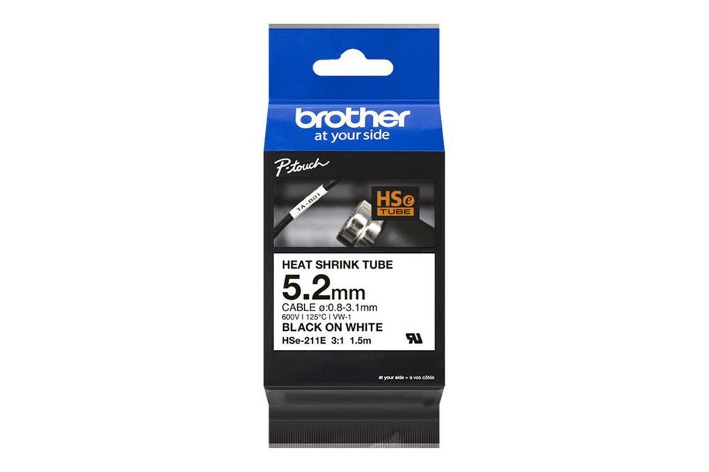 HSe-211E sort p hvid krympeflextape &#150; 5,8 mm
