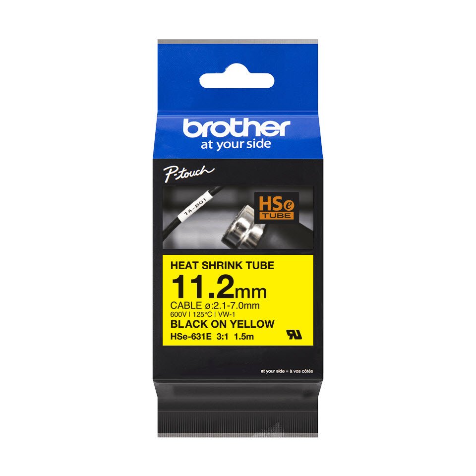 HSe-231E sort p gul krympeflextape &#150; 11,2 mm