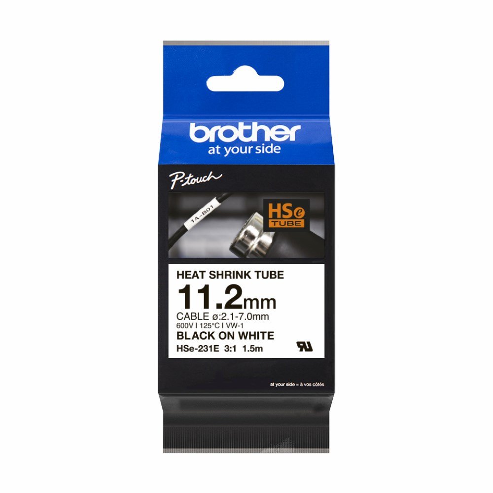 HSe-231E sort p hvid krympeflextape &#150; 11,2 mm