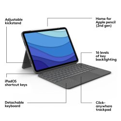 iPad Pro 11'' (1/2/3rd gen.) Combo Touch Grey