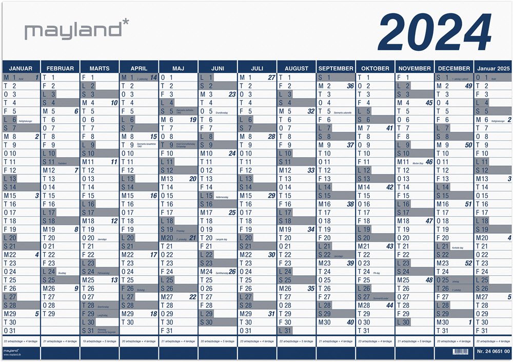 Kmpekalender 1x13 mdr. PP-plast 10 stk. 2024