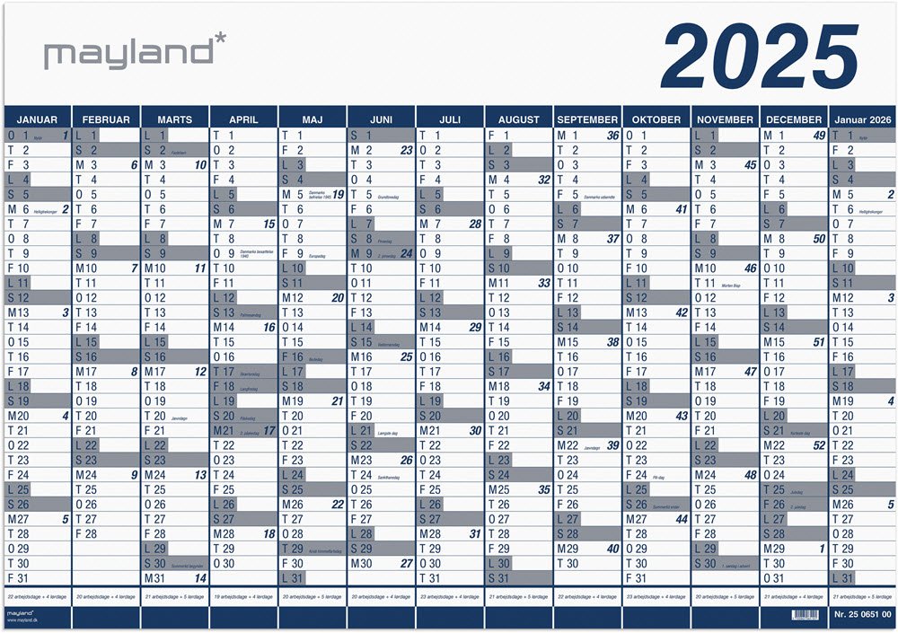 Kmpekalender 1x13 mdr. PP-plast rr 2025