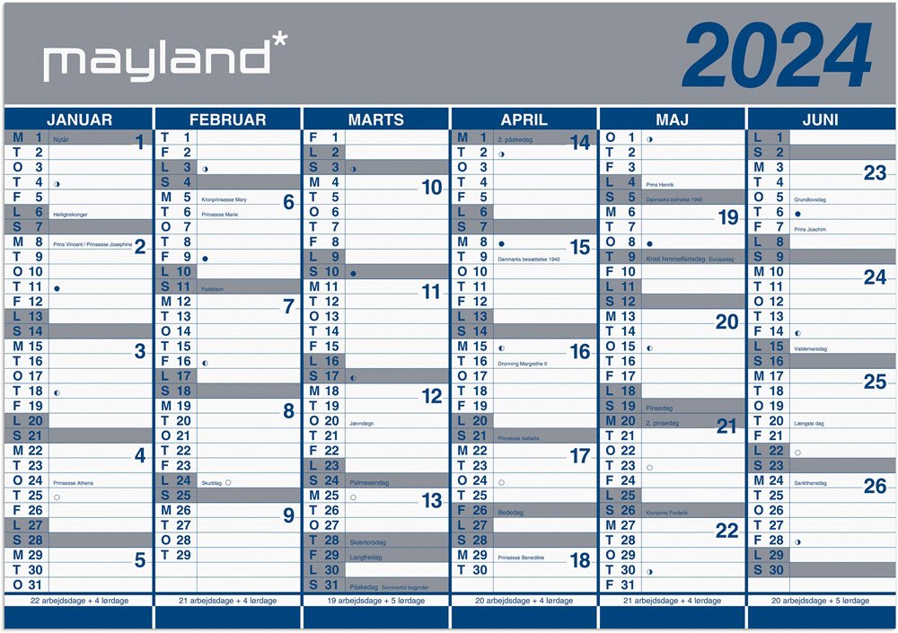 Kmpekalender 2x6 mdr. papir 10 stk. 2024