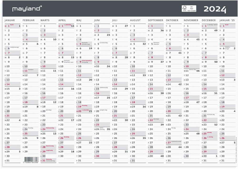 Kontorkalender Moderne A3 1x13 mdr. 2024