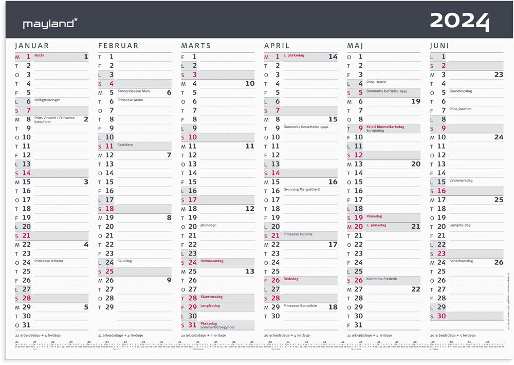 Kontorkalender Moderne A3 2024