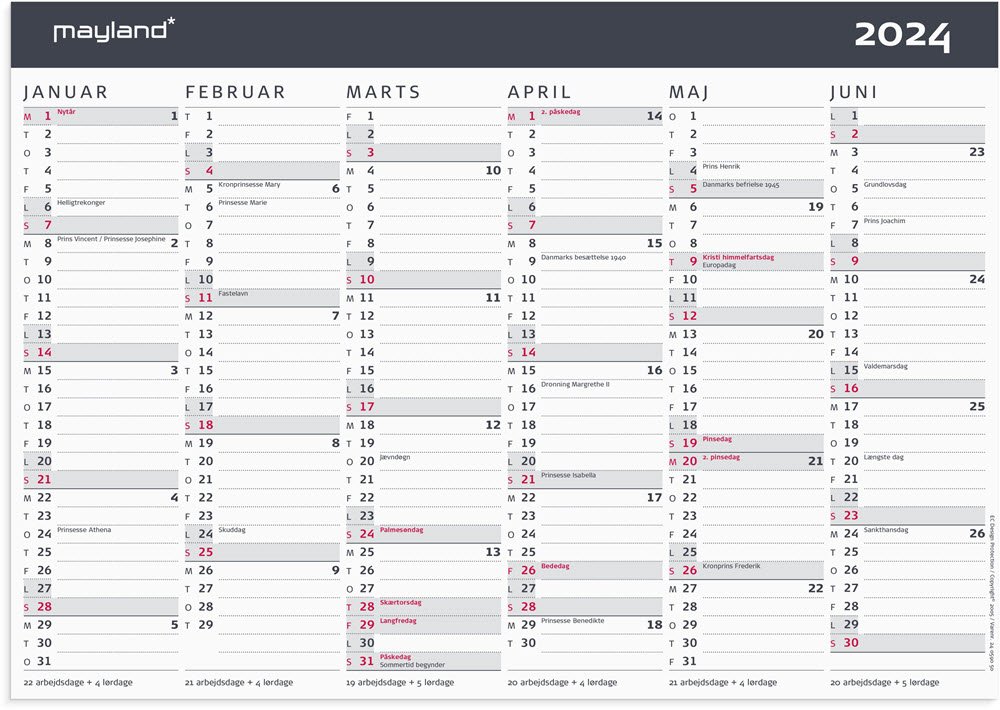 Kontorkalender Moderne A4 2024