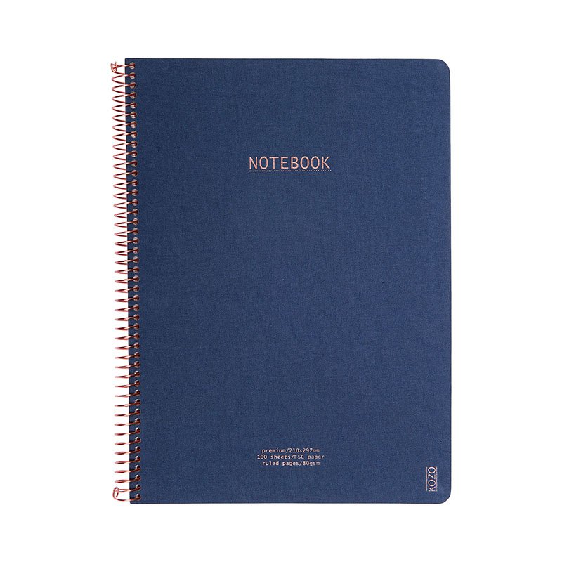 Kozo Notesbog A4 Lin Navy