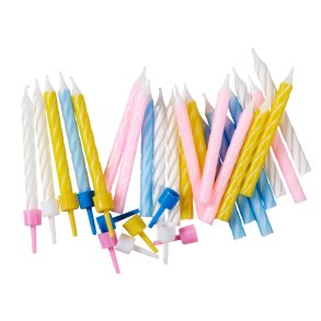 Lagekagelys Pastel farver 24 stk.