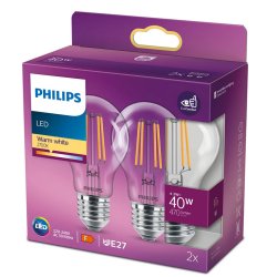 LED classic 40W A60 E27 2stk Klar