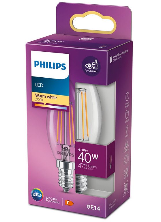 LED classic 40W B35 E14 Klar