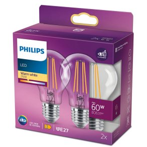 LED classic 60W A60 E27 2stk Klar