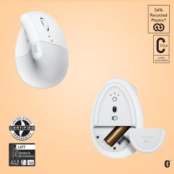 Logitech Lift Mac Vertical Ergo Mouse Off-White