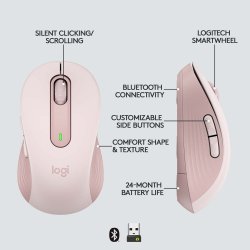 Logitech Signature M650 Wireless Mouse, Rose