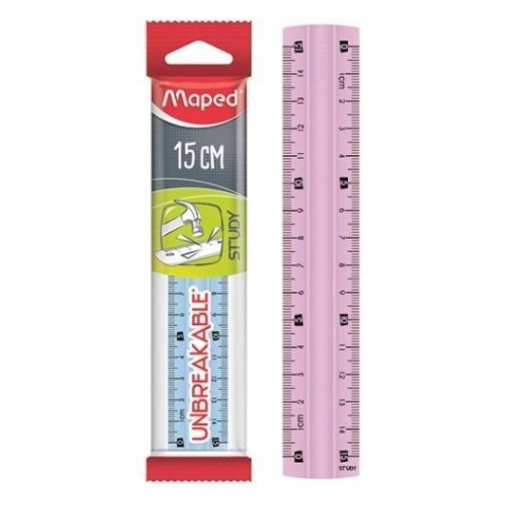 Maped Lineal Study 15cm Unbreakable Rd / Bl