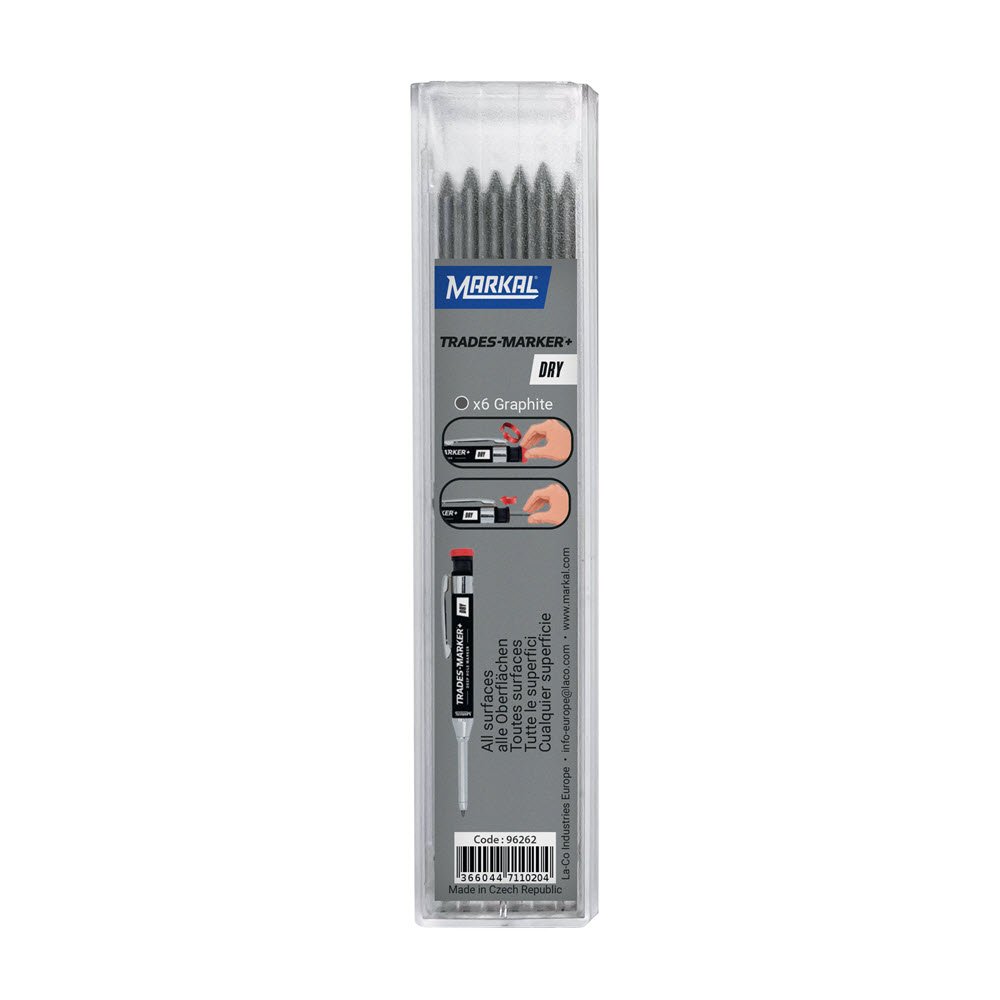 Markal Trades Marker+ Dry -Refill X6 Graphite Lead