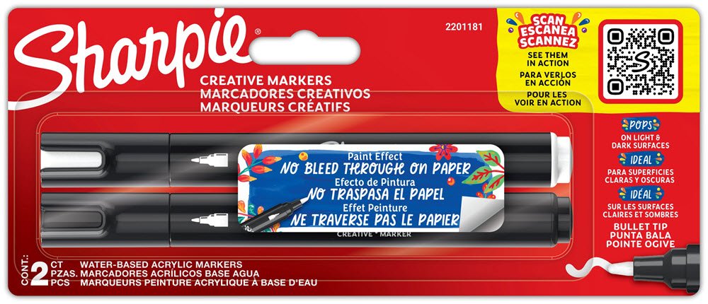 Marker Sharpie Creative Acrylic blist sort/hvid