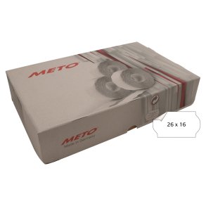 Meto etiket aftag 26x16 hvid (36rl/1200)