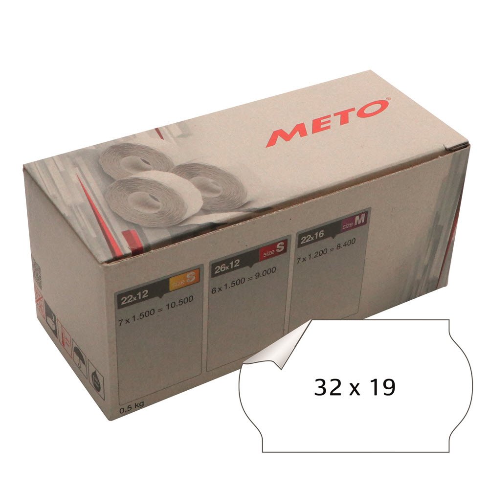 Meto etiket aftag 32x19 hvid (5rl/1000)