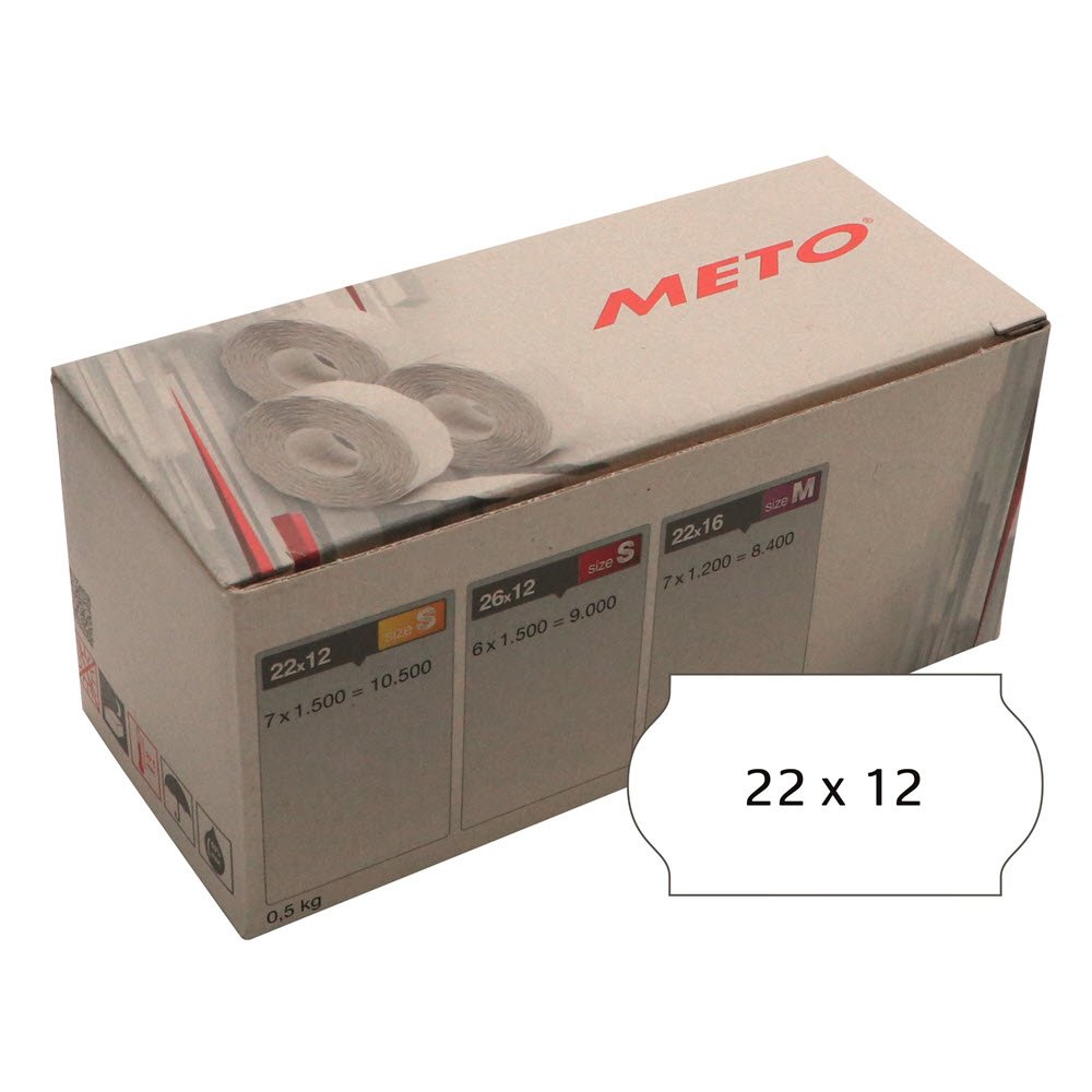 Meto etiket perm 22x12 hvid (7rl/1500)