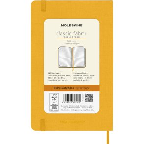 Moleskine Large Hard Lin orange-gul silke