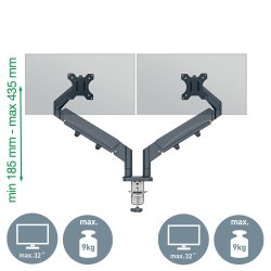 Monitor Arm Ergo Space Saving Dual, Dark Grey