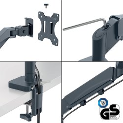 Monitor Arm Space Saving Dual+Laptop Arm Dark Grey