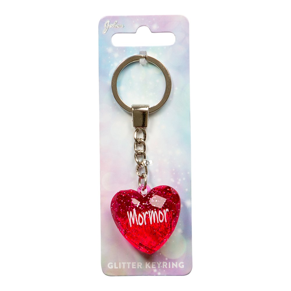 Nglering Glitter hjerte Pink Mormor
