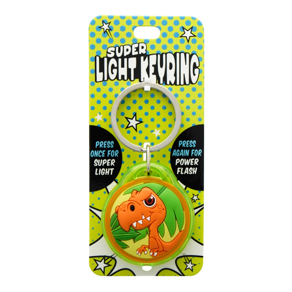 Nglering med Lys Dinosaur Grn/Orange