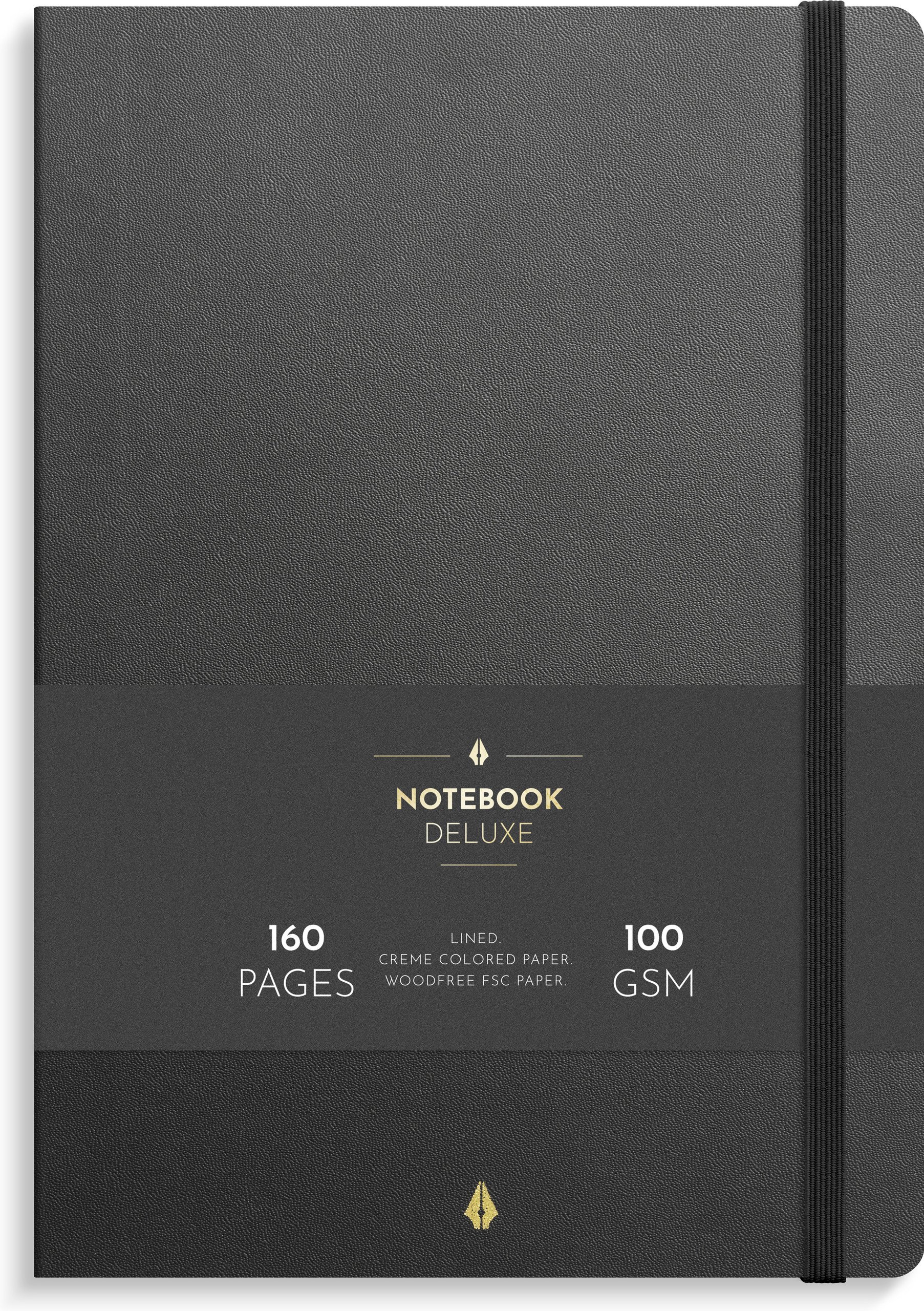 Notesbog B5 Deluxe Sort Linieret