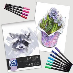 Oxford Kunstblok til filtpen A4 15ark 180g limet