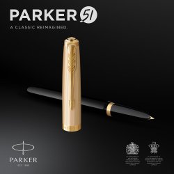 Parker 51 fyldepen deluxe i gaveske sort/guld