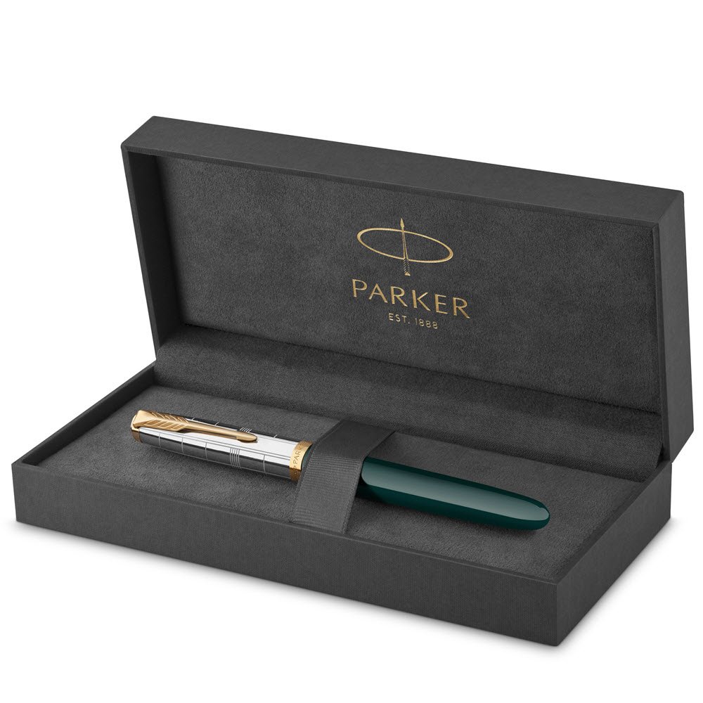 Parker 51 Premium fyldepen i gaveske grn/slv